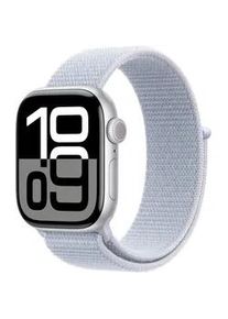 Smartwatch Apple "Watch Series 10 Aluminium" Smartwatches Gr. 42mm, ohne eSIM, One-Size, Sport Loop, silberfarben (blau, silber)