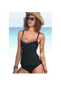 Bügel-Tankini-Top Lascana "Kimer" Gr. 40, Cup C, schwarz (schwarz-bedruckt) Damen Bikini-Oberteile mit modernem Print