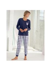 WITT Schlafanzug WÄSCHEPUR Gr. 36/38, blau (marine, kariert) Damen Homewear-Sets