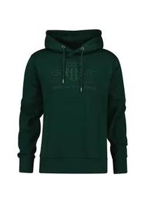 Hoodie Gant "REG TONAL SHIELD HOODIE" Gr. XXL, grün (tartan green) Herren Sweatshirts mit Logostickerei