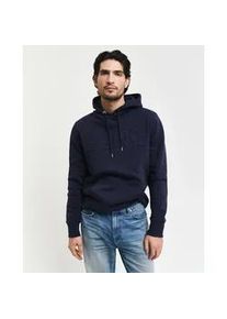 Kapuzensweatshirt Gant "EMBOSSED SWEAT HOODIE" Gr. L, blau (evening blau) Herren Sweatshirts