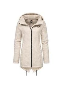 Kapuzenstrickjacke Ragwear "Wingi Melange" Gr. S (36), grau (taupe) Damen Strickjacken Sportliche Kapuzenjacke mit Teddy-Kunstfell