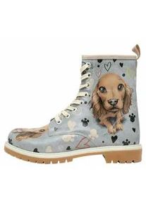 Schnürboots DOGO "Damen Boots Hello My Hooman Vegan Damen / female" Gr. 41, Normalschaft, blau Damen Schuhe Vegan