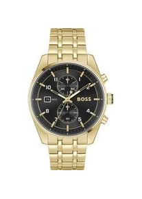 Chronograph BOSS "SKYTRAVELLER" Armbanduhren goldfarben Herren Quarzuhr, Herrenuhr, Armbanduhr, Stoppfunktion, Edelstahlarmband