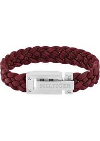 Lederarmband Tommy Hilfiger "FLAT BRAIDED, 2790517, 2790519" Armbänder Gr. Leder-Edelstahl, rot (bordeaux, edelstahlfarben) Herren