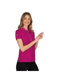 Poloshirt TRIGEMA "TRIGEMA mit Kristallsteinen" Gr. XL, pink (magenta) Damen Shirts