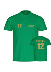 multifanshop Kinder T-Shirt - Bremen - Trikot Nummer 12 gold - Druck gold metallic - Kind