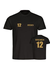 multifanshop Kinder T-Shirt - Bremen - Trikot Nummer 12 gold - Druck gold metallic - Kind