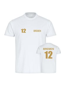 multifanshop Kinder T-Shirt - Bremen - Trikot Nummer 12 gold - Druck gold metallic - Kind