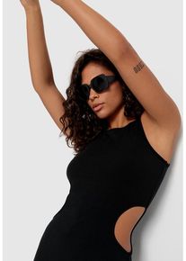 LSCN BY LASCANA Midikleid schwarz Gr. 40 für Damen. Mit Rundhals. Figurbetont. Nachhaltig.