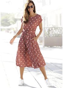 Lascana Midikleid mehrfarbig Gr. 34 für Damen. Rundhals und Allover-Druck. Figurumspielend