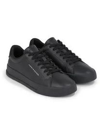 Plateausneaker Tommy Hilfiger "TH COURT LEATHER GRAIN ESS" Gr. 45, schwarz (schwarz, schwarz) Herren Schuhe Freizeitschuh, Halbschuh, Schnürschuh mit Logoschriftzug