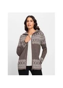 Strickjacke Inspirationen Gr. 36, grau (dunkeltaupe, ecru, gemustert) Damen Strickjacken