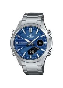 Chronograph Casio EDIFICE Armbanduhren silberfarben (edelstahlfarben-blau, schwarz) Herren Quarzuhr, Armbanduhr, Herrenuhr, Edelstahlarmband, analog, digital