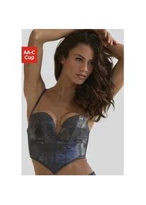 Corsage Vivance Gr. 75, Cup B, schwarz (schwarz, metallic) Damen Corsagen mit tiefem Dekolleté und verschiedenen Tragevarianten, sexy Dessous