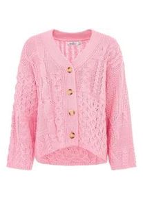 Cardigan Zwillingsherz ""Zopfstrick"" Gr. L/XL, rosa Damen Strickjacken "Zopfstrick" mit Knopfleiste und Wollanteil