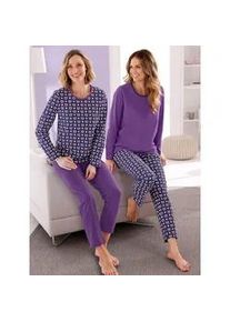 wäschepur Schlafanzug WÄSCHEPUR Gr. 40/42, lila (lila, dunkelblau, bedruckt) Damen Homewear-Sets