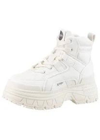 Schnürboots Buffalo "FUSION HYB MID VEGAN" Gr. 38, weiß Damen Schuhe Stiefelette, High Top Sneaker, Plateauabsatz, mit Memory Foam