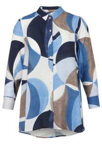 Via Appia Due Große Größen Hemdbluse mit grafischem Alloverprint Gr. 42 blau für Damen