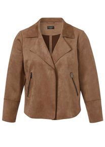 Via Appia Due Große Größen Kurze Bikerjacke in offener Form, mit Reverskragen Gr. 54 braun für Damen