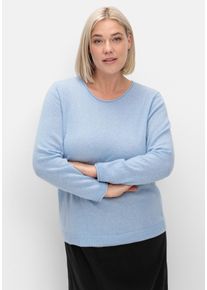 Große Größen Pullover aus reinem Kaschmir, mit Rollkanten Gr. 40/42 blau von sheego für Damen