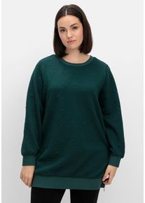 Große Größen Sweatshirt mit Steppmuster und seitlichen Zippern Gr. 48/50 grün von sheego für Damen