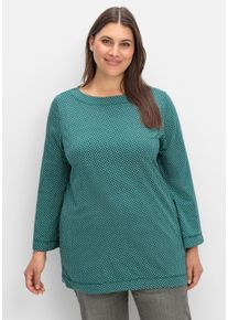 Große Größen 3/4-Arm-Shirt mit grafischem Minimaldruck Gr. 54 grün von sheego für Damen