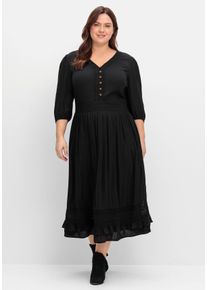 sheego by Joe Browns Große Größen Maxikleid mit Volant, in Crinkle-Qualität Gr. 58 schwarz von sheego für Damen