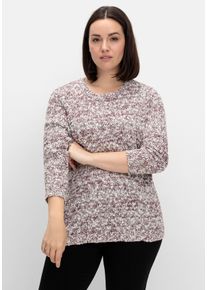 Große Größen Pullover aus meliertem Effektgarn Gr. 54 rot von sheego für Damen