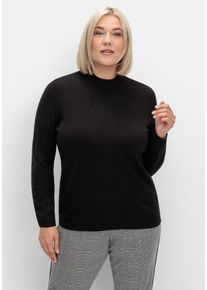 Große Größen Extraweicher Pullover mit Stehkragen Gr. 54 schwarz von sheego für Damen