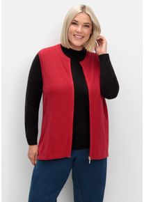 Große Größen Ärmellose Strickweste mit Reißverschluss Gr. 48 rot von sheego für Damen