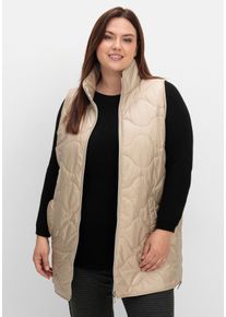 Große Größen Weste mit Stehkragen und Wellensteppung Gr. 48 beige von sheego für Damen