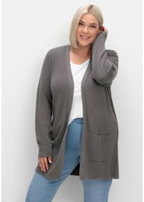 Große Größen Strickjacke in verschlussloser Form, mit Taschen Gr. 42 grau von sheego für Damen