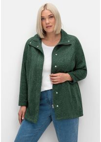 Große Größen Jacke aus meliertem Strickfleece Gr. 44 grün von sheego für Damen