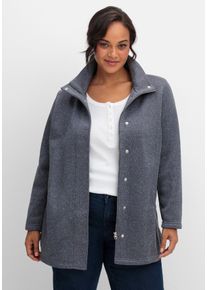 Große Größen Jacke aus meliertem Strickfleece Gr. 44 blau von sheego für Damen