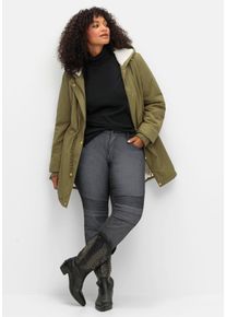 Große Größen Schmale Jeans mit Ziernieten und Biesen Gr. 54 schwarz von sheego für Damen