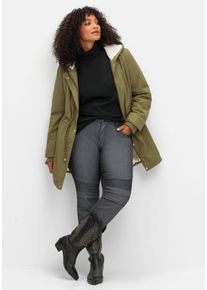 Große Größen Schmale Jeans mit Ziernieten und Biesen Gr. 54 schwarz von sheego für Damen