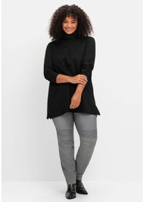 Große Größen Schmale Jeans mit Ziernieten und Biesen Gr. 50 grau von sheego für Damen