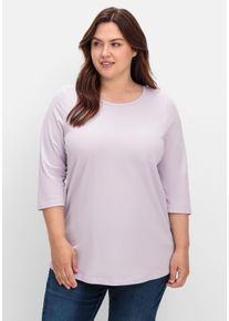 Große Größen Shirt in Piqué-Qualität mit 3/4-Ärmeln Gr. 54 lila von sheego für Damen