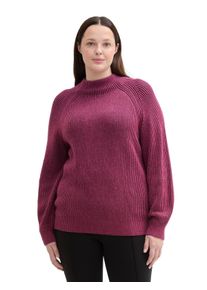 Tom Tailor Große Größen Pullover im Rippstrick, mit Stehkragen Gr. 54 rot für Damen