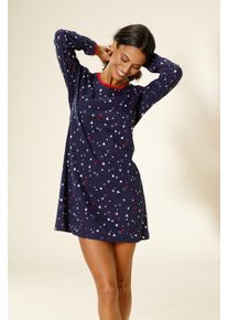 Vivance Dreams Große Größen Nachthemd Gr. 40/42 blau bedruckt für Damen