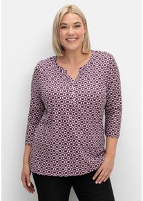 Große Größen 3/4-Arm-Shirt mit Retro-Alloverdruck Gr. 52 rot bedruckt von sheego für Damen