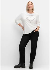 Große Größen Schmale Jeans mit Glitzer-Zierband am Bund Gr. 54 schwarz von sheego für Damen