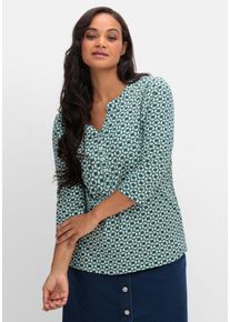 Große Größen 3/4-Arm-Shirt mit Retro-Alloverdruck Gr. 54 grün bedruckt von sheego für Damen