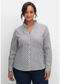 Große Größen Figurbetonte Bluse mit Stehkragen, bügelfrei Gr. 52 beige gemustert von sheego für Damen