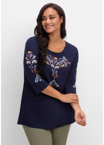 Große Größen 3/4-Arm-Shirt mit platziertem Paisley-Print Gr. 44 blau Paisley von sheego für Damen
