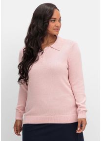 Große Größen Pullover mit Polokragen, in melierter Optik Gr. 40 rosa von sheego für Damen
