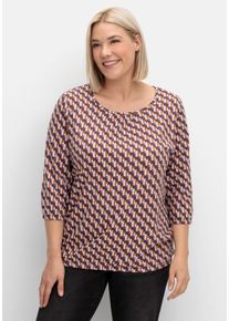Große Größen 3/4-Arm-Shirt mit Grafikprint und Gummizugbund Gr. 54 rot von sheego für Damen