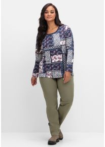 Große Größen Schmale Chinohose mit Gürtel Gr. 44 grün von sheego für Damen