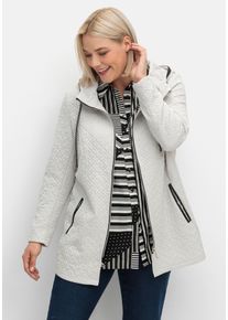 Große Größen Kapuzenjacke in gesteppter Jacquard-Qualität Gr. 52 grau von sheego für Damen